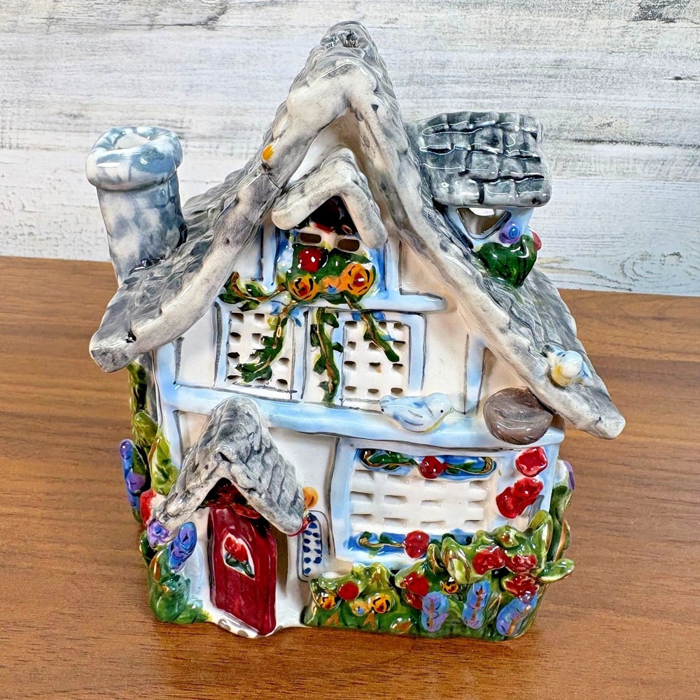 BLUE SKY CLAYWORKS HEATHER GOLDMINC  POPPIES CANDLE HOUSE Tealight Candles 2004